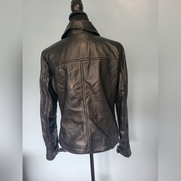 J4 Leather USS Quincy CA-71 Task Force 77 Korea Patch Women's Jacket Black M - Picture 5 of 10